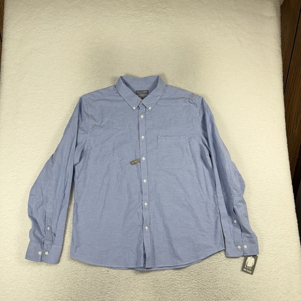 Falls Creek Performance Stretch Button Up Shirt No Tuck Mens XL NWT Blue NEW